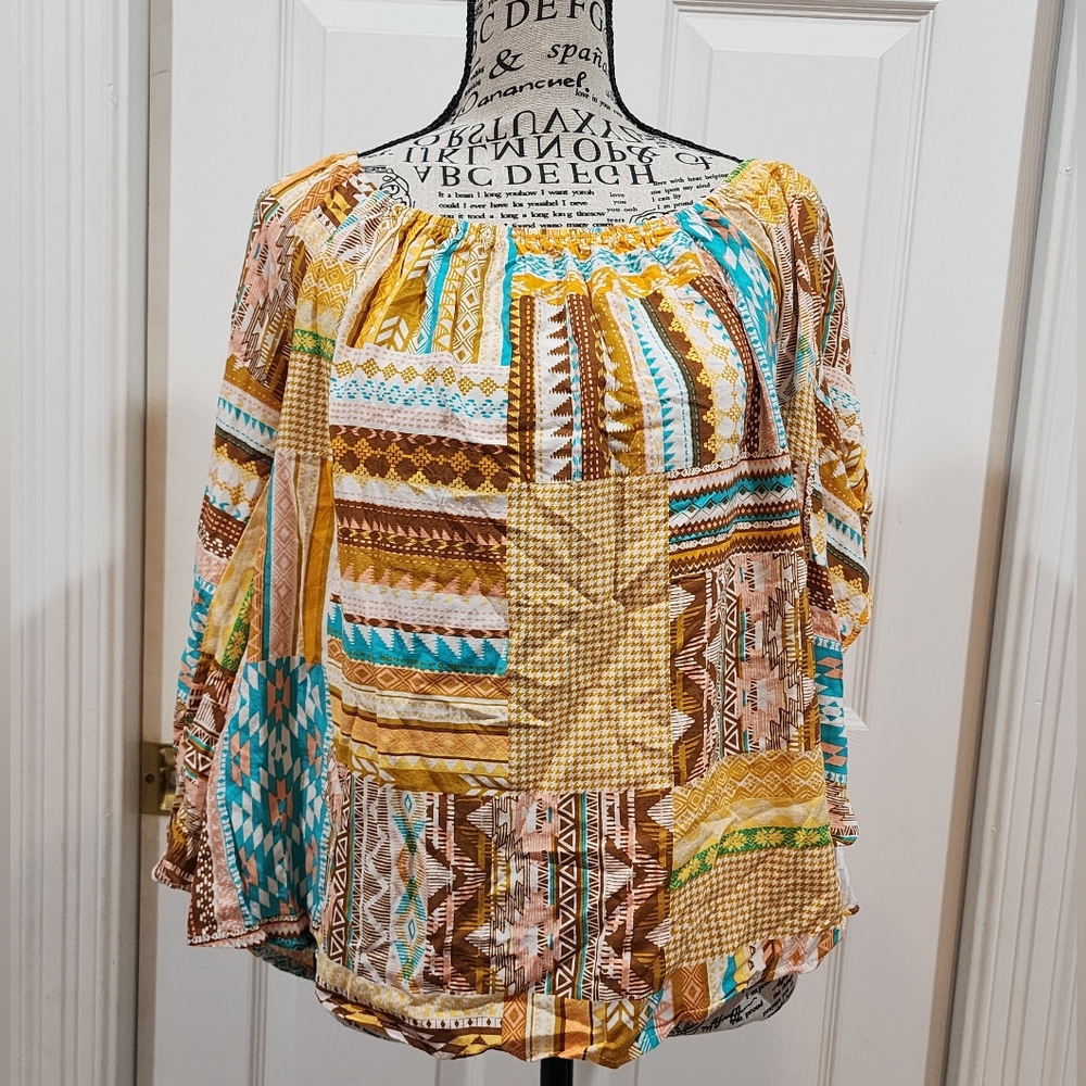 Savanna Jane Multicolor Patchwork Blouse - image 1